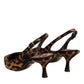 Dolce & Gabbana Brown Leopard Calfskin Fur Slingbacks Shoes