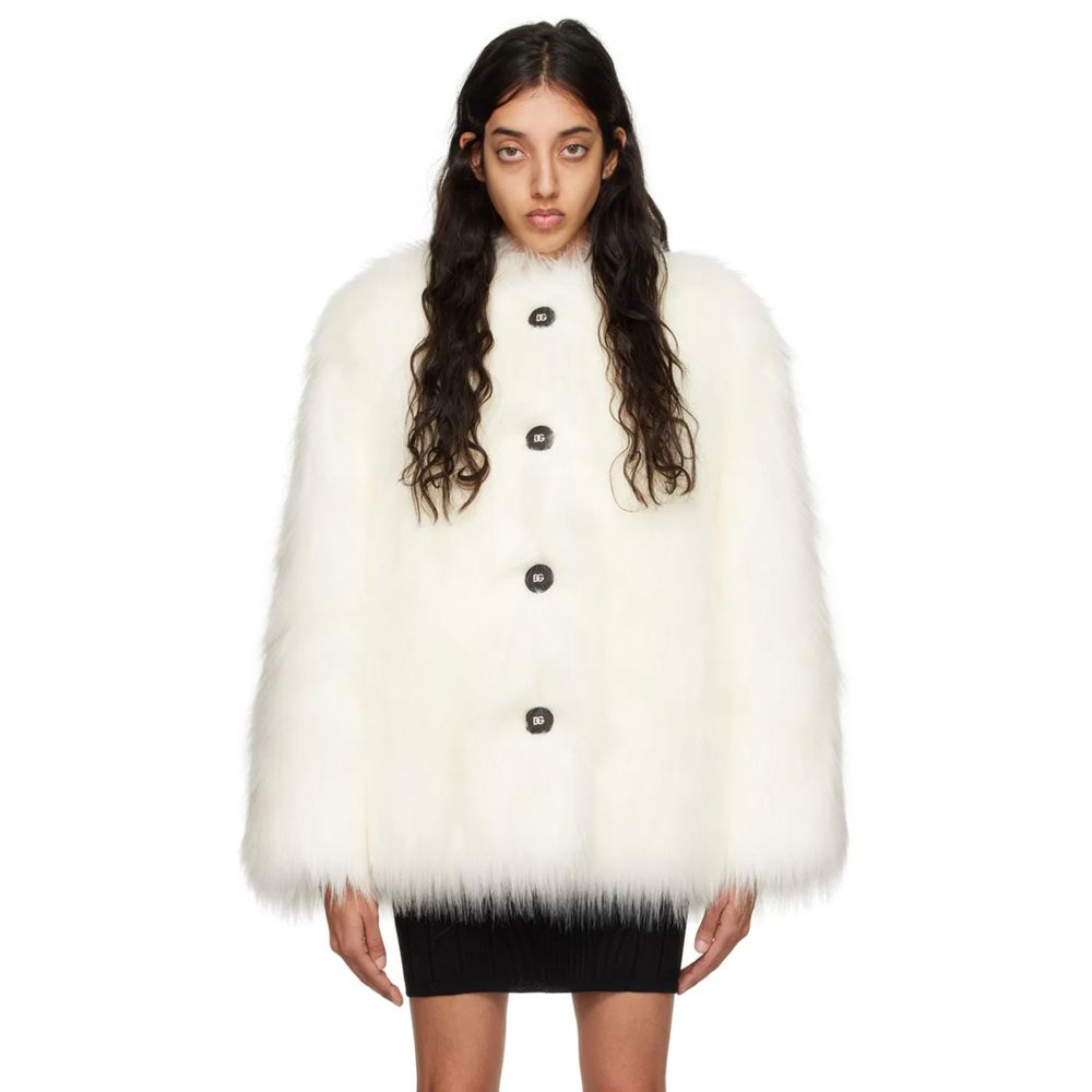 Dolce & Gabbana White Modacrylic Jackets & Coat