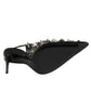 Dolce & Gabbana Black Studded Leather Heels Slingbacks Shoes