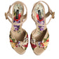 Dolce & Gabbana Beige Floral Ankle Strap Wedge Sandals Shoes
