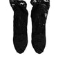 Dolce & Gabbana Black Stretch Taormina Lace Boots Shoes