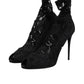 Dolce & Gabbana Black Stretch Taormina Lace Boots Shoes