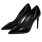 Dolce & Gabbana Black Leather Stiletto Heels Pumps Shoes