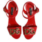 Dolce & Gabbana Red Leather DG AMORE Heels Sandals Shoes