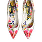 Dolce & Gabbana White Floral Leather High Heels Pumps Shoes