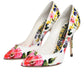 Dolce & Gabbana White Floral Leather High Heels Pumps Shoes