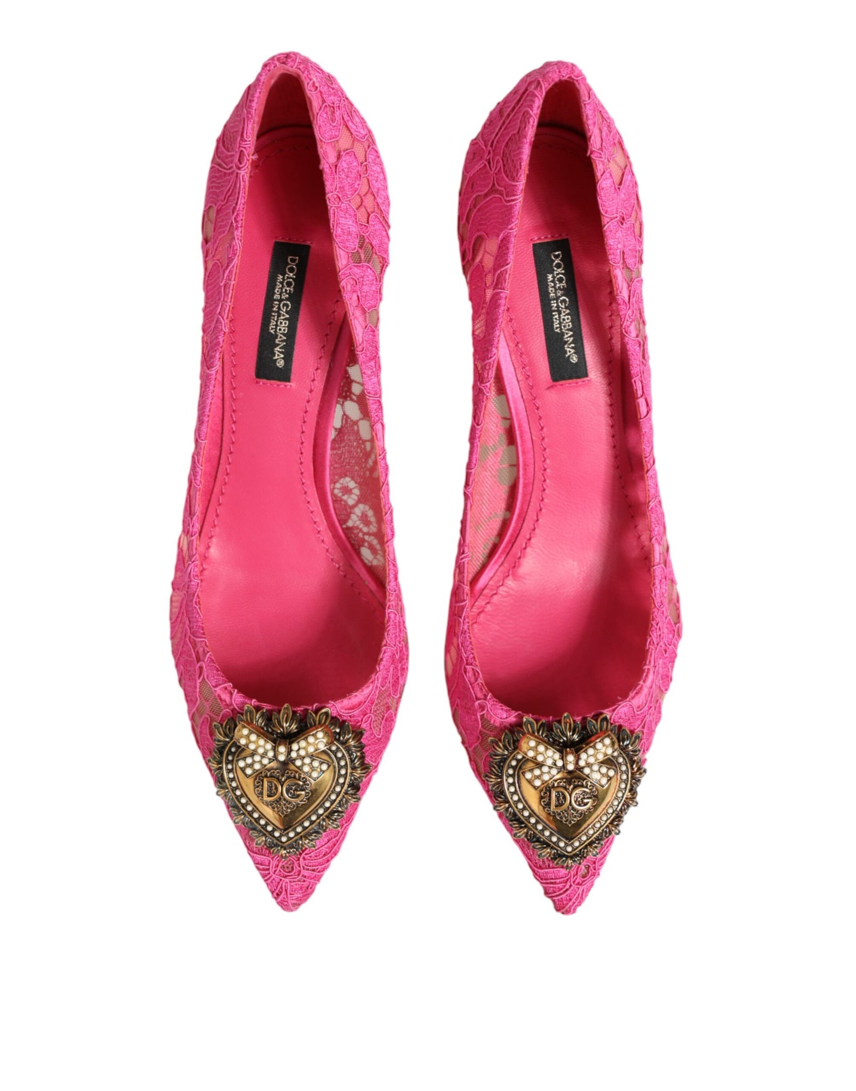 Dolce & Gabbana Pink Taormina Lace DEVOTION Pumps Shoes