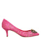 Dolce & Gabbana Pink Taormina Lace DEVOTION Pumps Shoes