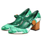Dolce & Gabbana Green Silk MARY JANES Leaf Sandals Shoes
