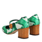 Dolce & Gabbana Green Silk MARY JANES Leaf Sandals Shoes