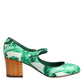 Dolce & Gabbana Green Silk MARY JANES Leaf Sandals Shoes