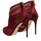 Dolce & Gabbana Red Tulle Ankle Boots Stiletto Heels Shoes