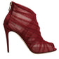 Dolce & Gabbana Red Tulle Ankle Boots Stiletto Heels Shoes