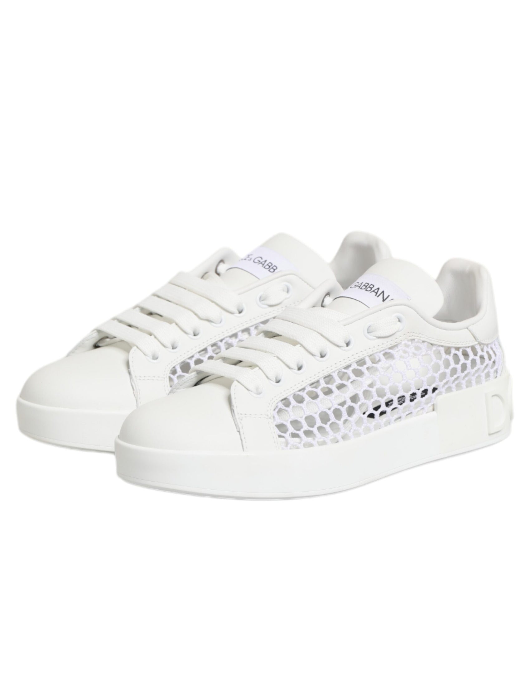 Dolce & Gabbana White Mesh Inserts Low Top Sneakers Shoes