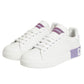 Dolce & Gabbana White Purple Leather Casual Sneakers Shoes