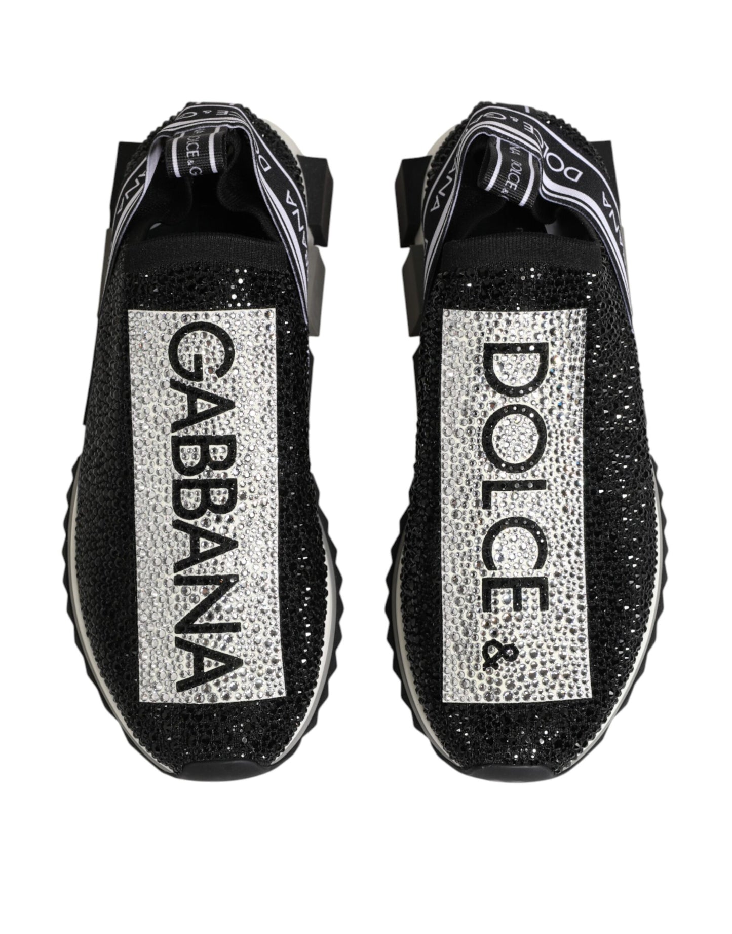 Dolce & Gabbana Black Silver Slip On Sorrento Sneakers Shoes