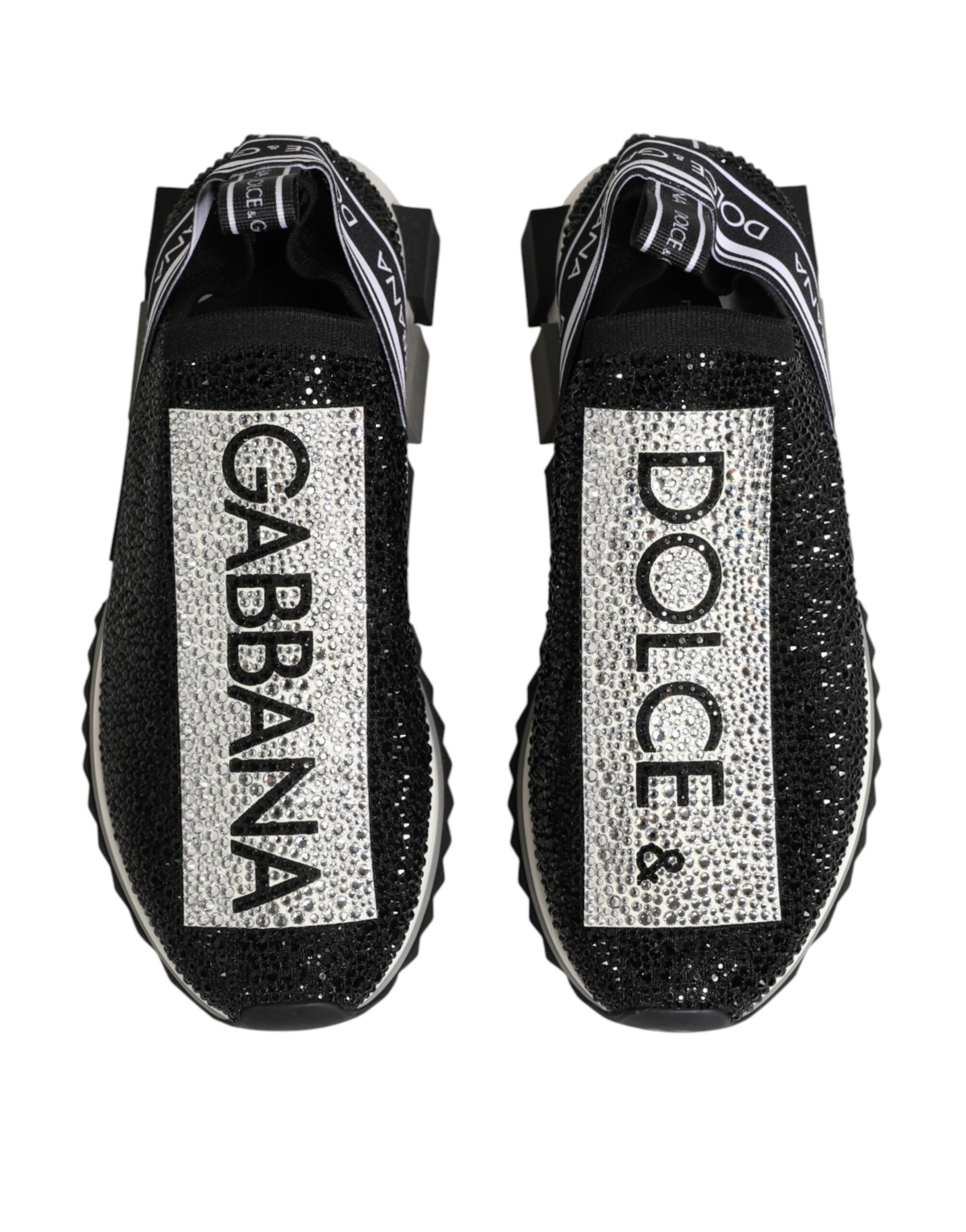 Dolce & Gabbana Black Silver Slip On Sorrento Sneakers Shoes