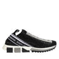 Dolce & Gabbana Black Silver Slip On Sorrento Sneakers Shoes