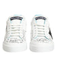 Dolce & Gabbana White Leather Graffiti Low Top Sneakers Shoes