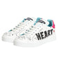 Dolce & Gabbana White Leather Graffiti Low Top Sneakers Shoes