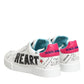 Dolce & Gabbana White Leather Graffiti Low Top Sneakers Shoes