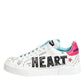 Dolce & Gabbana White Leather Graffiti Low Top Sneakers Shoes
