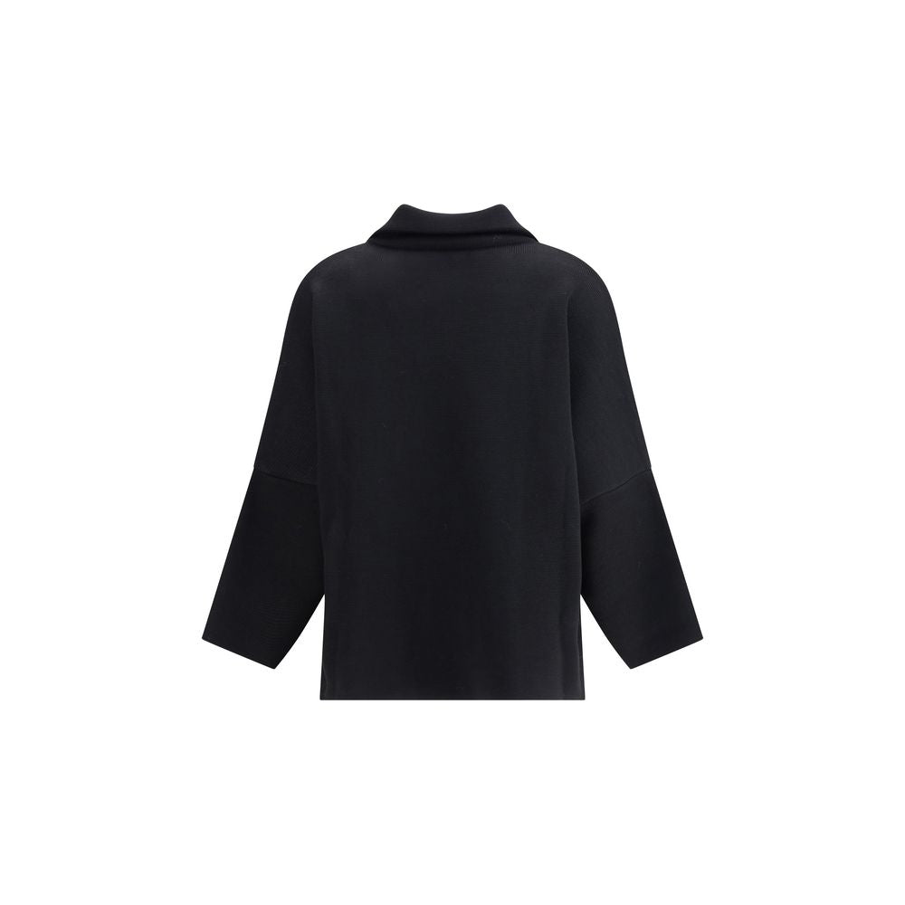 Ella Black Merino Wool Coat