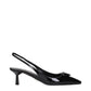 Prada Black Leather Mid Heel Pumps