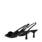 Prada Black Leather Mid Heel Pumps