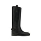 Burberry Black Calf Leather Bos Taurus Flat Boots