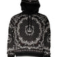 Dolce & Gabbana Black Bandana Print Crown Logo Cotton Hoodie Sweater