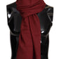 Dolce & Gabbana Red DG Crown Cashmere Silk Shawl Fringe Wrap Scarf