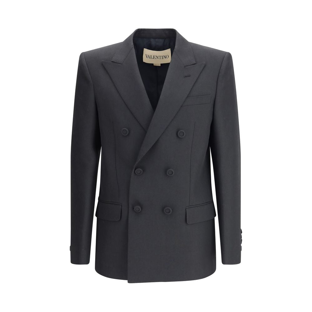 Valentino Black Polyester Coat