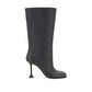 Amina Muaddi Black Calfskin High Heel Boots