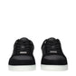 Jimmy Choo Black Leather Low Top Sneakers