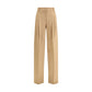 Max Mara Beige Fleece Wool Casual Pants