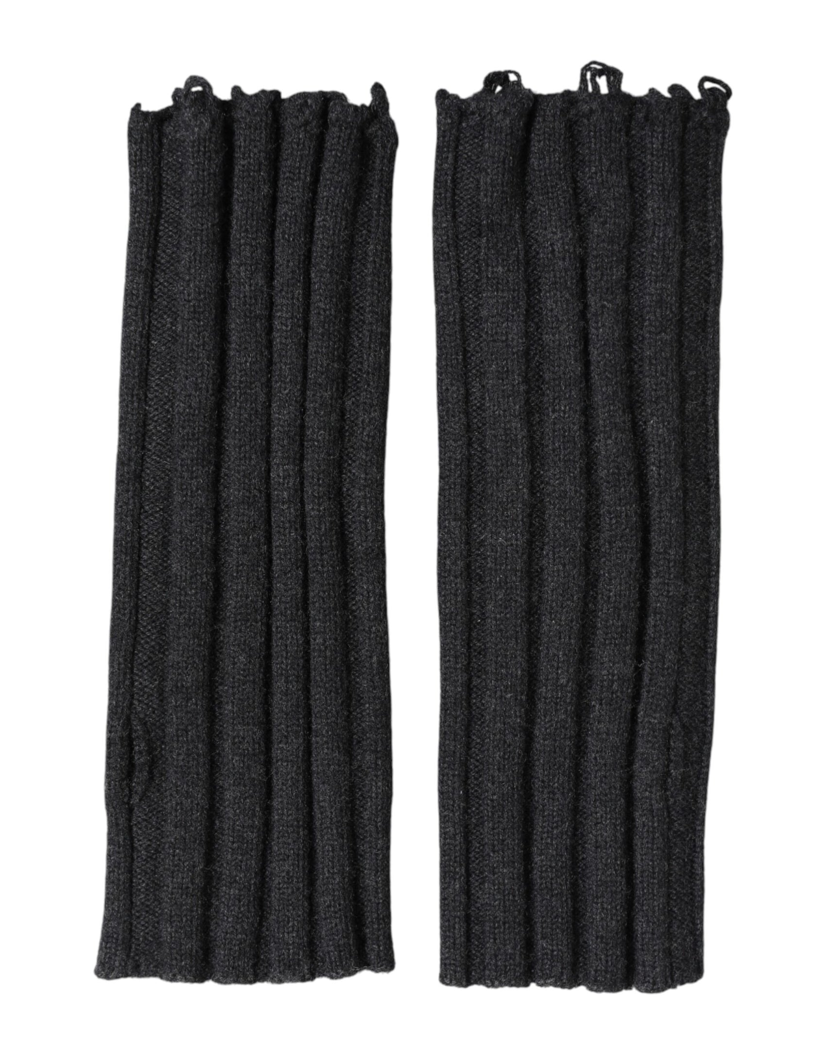 Dolce & Gabbana Black Virgin Wool Knitted Fingerless Gloves