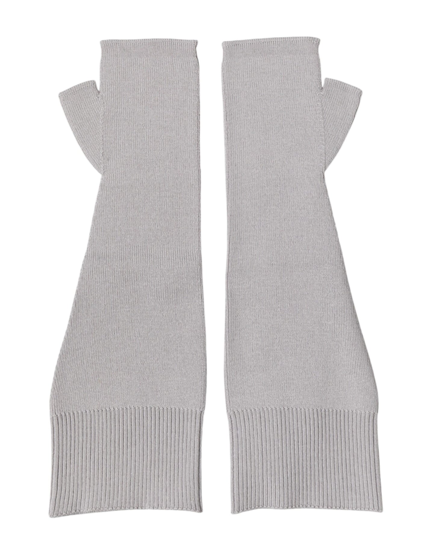 Dolce & Gabbana Gray Virgin Wool Knitted Fingerless Men Gloves