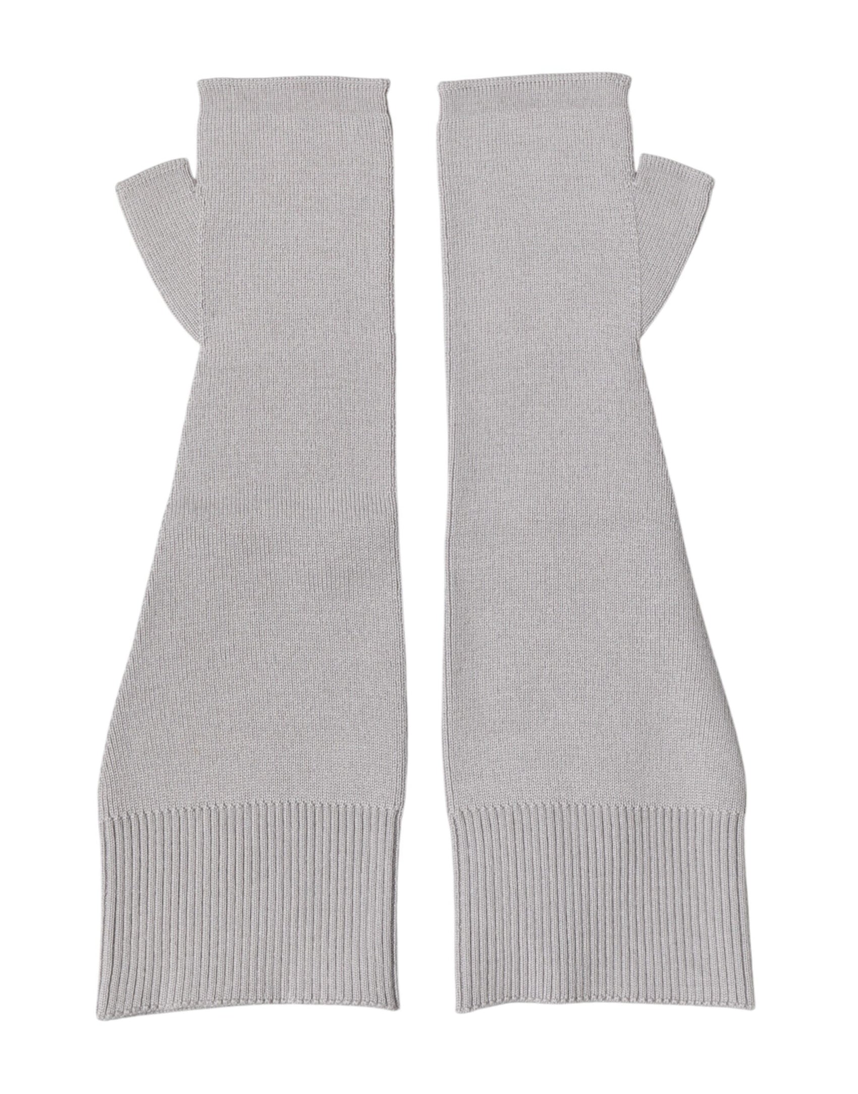 Dolce & Gabbana Gray Virgin Wool Knitted Fingerless Men Gloves