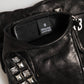 Dolce & Gabbana Black Leather Studded Fingerless Hand Mitten Men Gloves