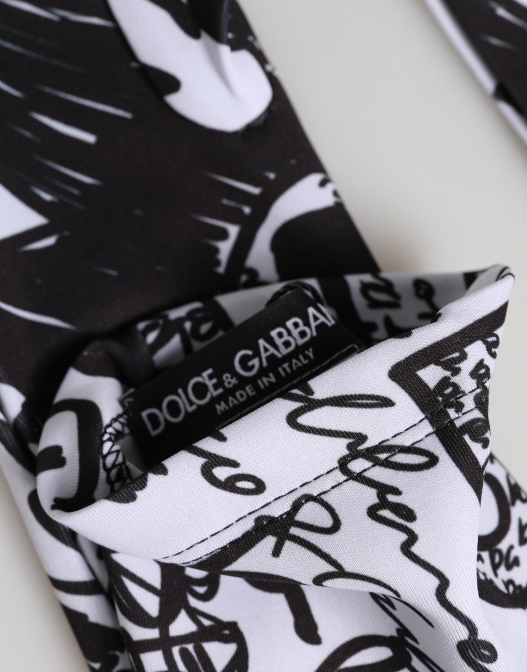 Dolce & Gabbana Gloves Black White DG Logo Elbow Length Mitten