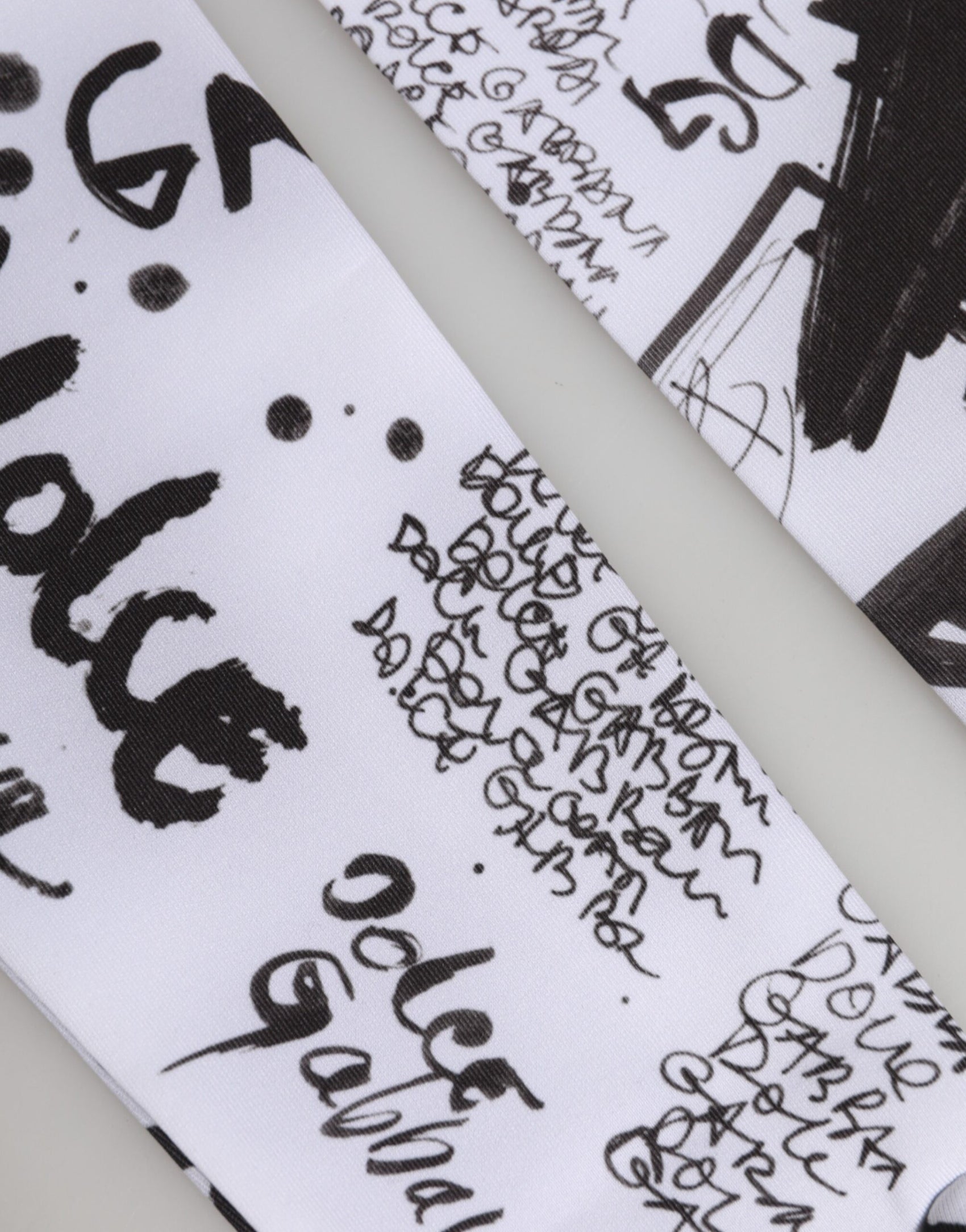 Dolce & Gabbana Black White DG Logo Elbow Length Mitten Gloves