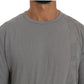 Scervino Street Cotton Gray Round Neck Pullover Top Sweater