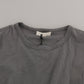 Scervino Street Cotton Gray Round Neck Pullover Top Sweater