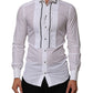 Dolce & Gabbana White Cotton Collared Long Sleeve GOLD Dress  Shirt