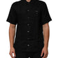 Carhartt Wip Black Linen Collared Short Sleeve Polo Shirt