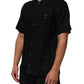 Carhartt Wip Black Linen Collared Short Sleeve Polo Shirt