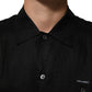 Carhartt Wip Black Linen Collared Short Sleeve Polo Shirt