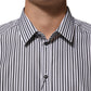 Dolce & Gabbana Black White Stripes Men GOLD Dress Shirt