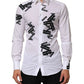 Dolce & Gabbana White Logo Cotton Collared GOLD Dress Shirt